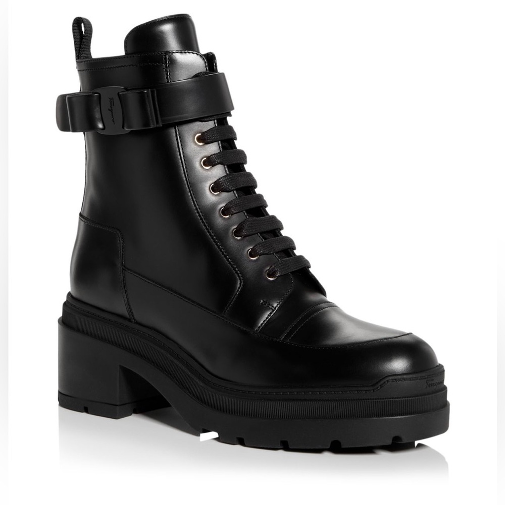 NIB SALVATORE FERRAGAMO Women’s LOBER Block Heel Hiking Boots